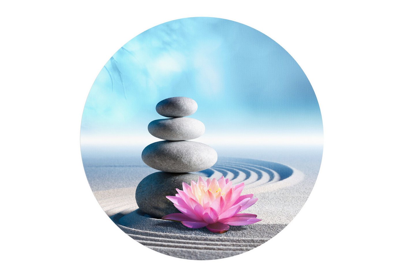 DEQORI Fototapete 'Motiv eines Zen-Gartens', Rund, matte Leinwandstruktur, bedruckt, (1 St), selbstklebend Wandtattoo Motiv Wandtapete Wand Sticker Bild Tapete von DEQORI