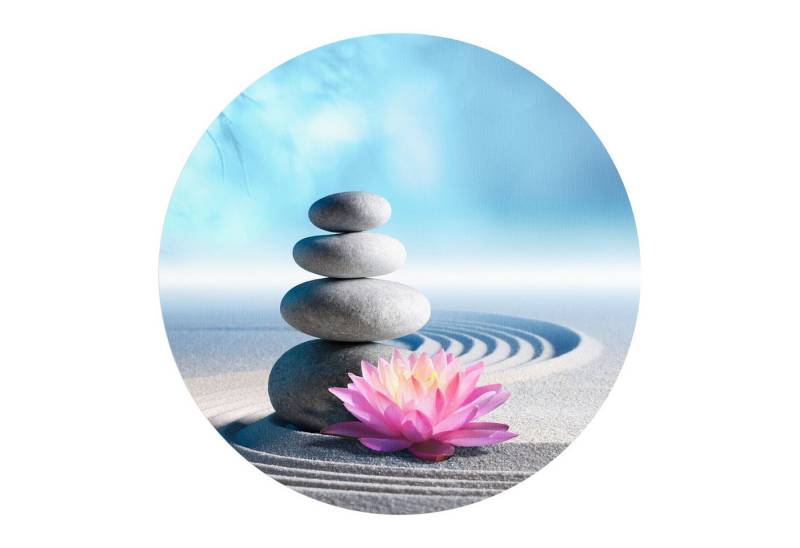 DEQORI Fototapete 'Motiv eines Zen-Gartens', Rund, matte Leinwandstruktur, bedruckt, (1 St), selbstklebend Wandtattoo Motiv Wandtapete Wand Sticker Bild Tapete von DEQORI