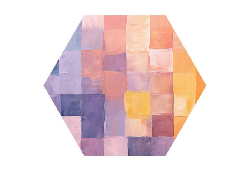 DEQORI Fototapete 'Pastellrhythmus', Sechseckig, matte Leinwandstruktur, bedruckt, (1 St), selbstklebend Wandtattoo Motiv Wandtapete Wand Sticker Bild Tapete von DEQORI