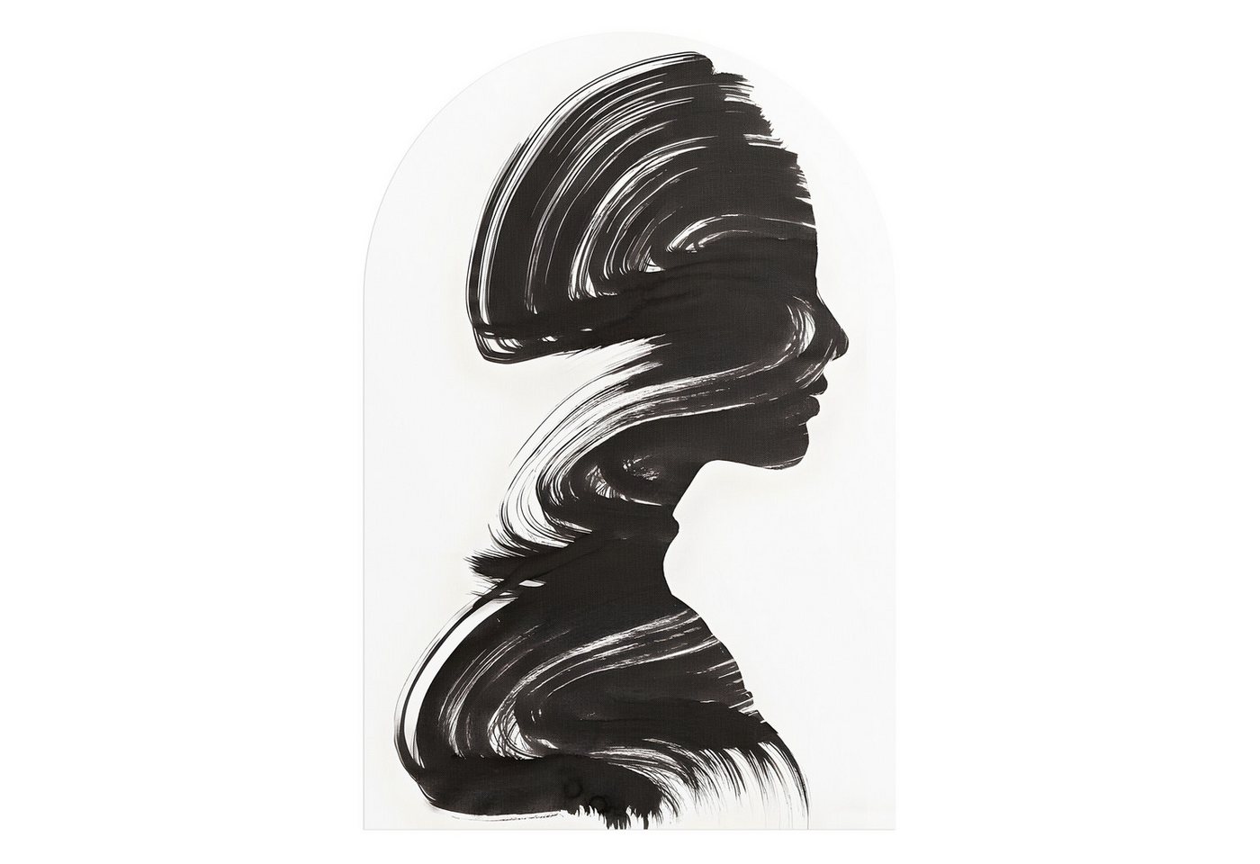 DEQORI Fototapete 'Pinsel der Erinnerung', Rundbogen, matte Leinwandstruktur, bedruckt, (1 St), selbstklebend Wandtattoo Motiv Wandtapete Wand Sticker Bild Tapete von DEQORI