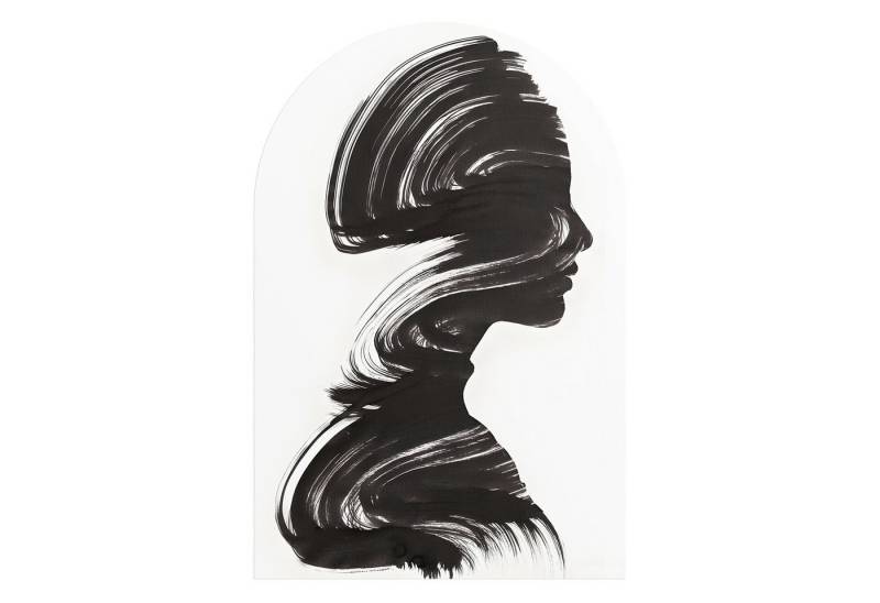 DEQORI Fototapete 'Pinsel der Erinnerung', Rundbogen, matte Leinwandstruktur, bedruckt, (1 St), selbstklebend Wandtattoo Motiv Wandtapete Wand Sticker Bild Tapete von DEQORI