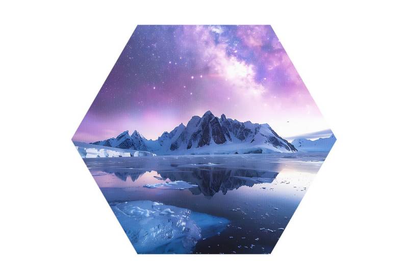 DEQORI Fototapete 'Polarlichtträume', Sechseckig, matte Leinwandstruktur, bedruckt, (1 St), selbstklebend Wandtattoo Motiv Wandtapete Wand Sticker Bild Tapete von DEQORI