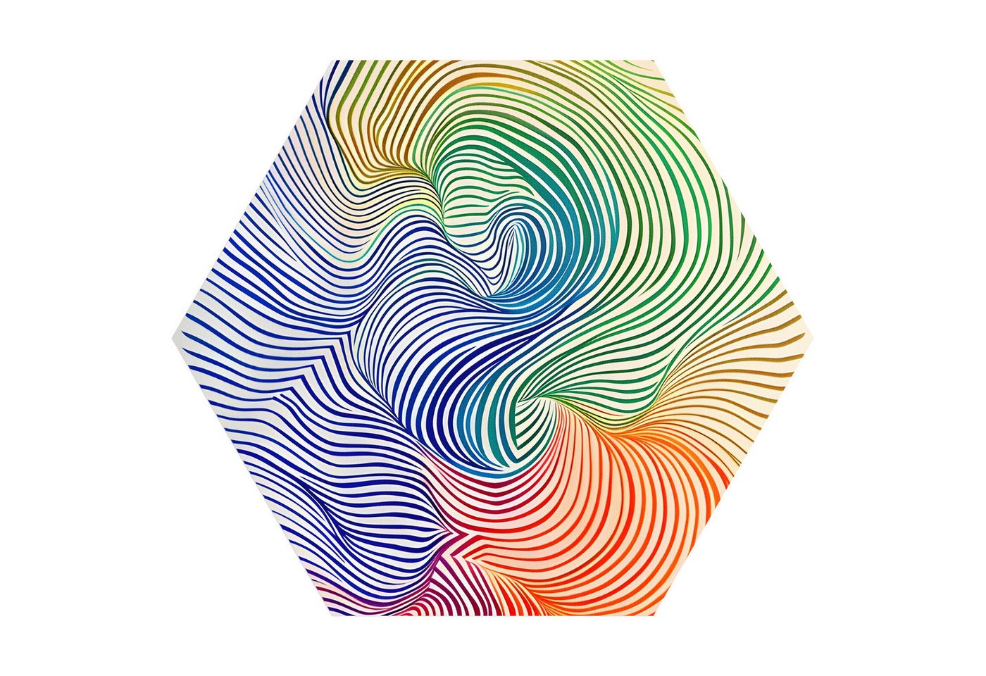 DEQORI Fototapete 'Regenbogenspirale', Sechseckig, matte Leinwandstruktur, bedruckt, (1 St), selbstklebend Wandtattoo Motiv Wandtapete Wand Sticker Bild Tapete von DEQORI