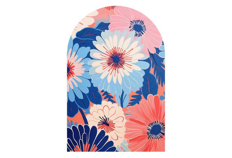 DEQORI Fototapete 'Retroblumenmeer', Rundbogen, matte Leinwandstruktur, bedruckt, (1 St), selbstklebend Wandtattoo Motiv Wandtapete Wand Sticker Bild Tapete von DEQORI