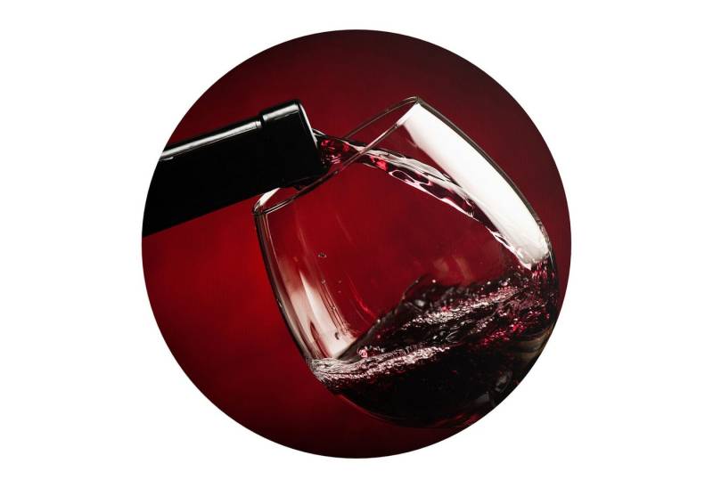 DEQORI Fototapete 'Rotwein wird eingeschenkt', Rund, matte Leinwandstruktur, bedruckt, (1 St), selbstklebend Wandtattoo Motiv Wandtapete Wand Sticker Bild Tapete von DEQORI
