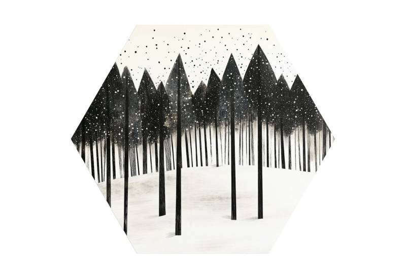 DEQORI Fototapete 'Schneegeflüster im Wald', Sechseckig, matte Leinwandstruktur, bedruckt, (1 St), selbstklebend Wandtattoo Motiv Wandtapete Wand Sticker Bild Tapete von DEQORI