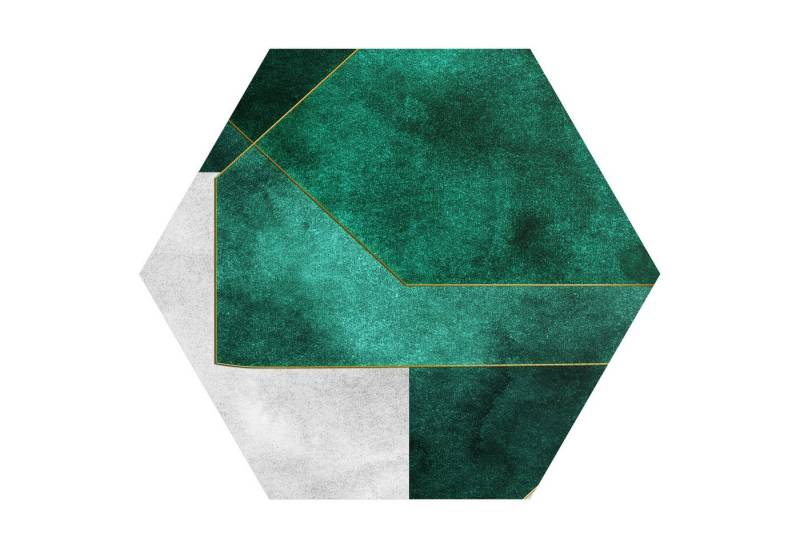 DEQORI Fototapete 'Smaragd-Geometrie', Sechseckig, matte Leinwandstruktur, bedruckt, (1 St), selbstklebend Wandtattoo Motiv Wandtapete Wand Sticker Bild Tapete von DEQORI