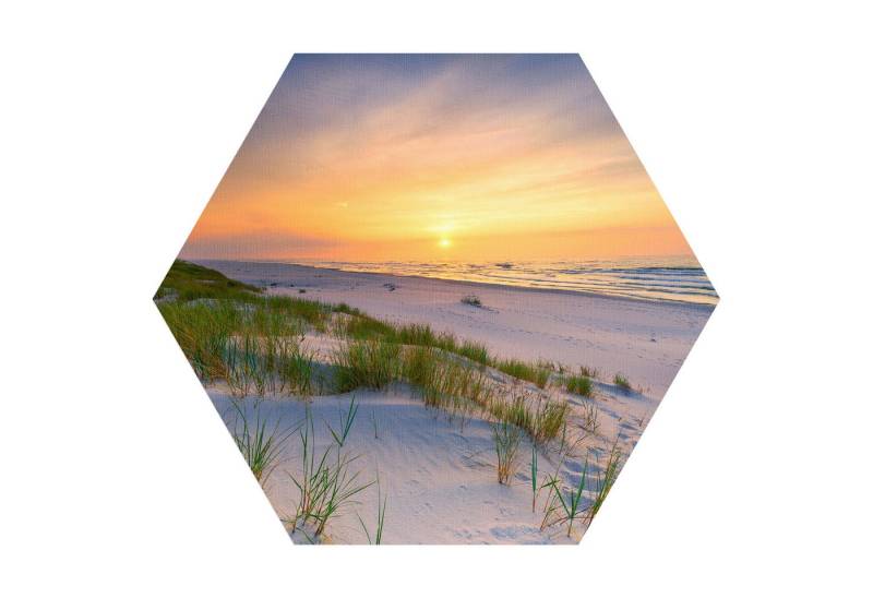 DEQORI Fototapete 'Sonne sinkt über Ostsee', Sechseckig, matte Leinwandstruktur, bedruckt, (1 St), selbstklebend Wandtattoo Motiv Wandtapete Wand Sticker Bild Tapete von DEQORI
