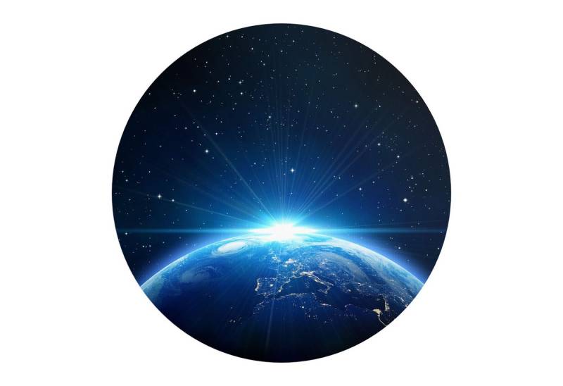 DEQORI Fototapete 'Sonnenaufgang im All', Rund, matte Leinwandstruktur, bedruckt, (1 St), selbstklebend Wandtattoo Motiv Wandtapete Wand Sticker Bild Tapete von DEQORI