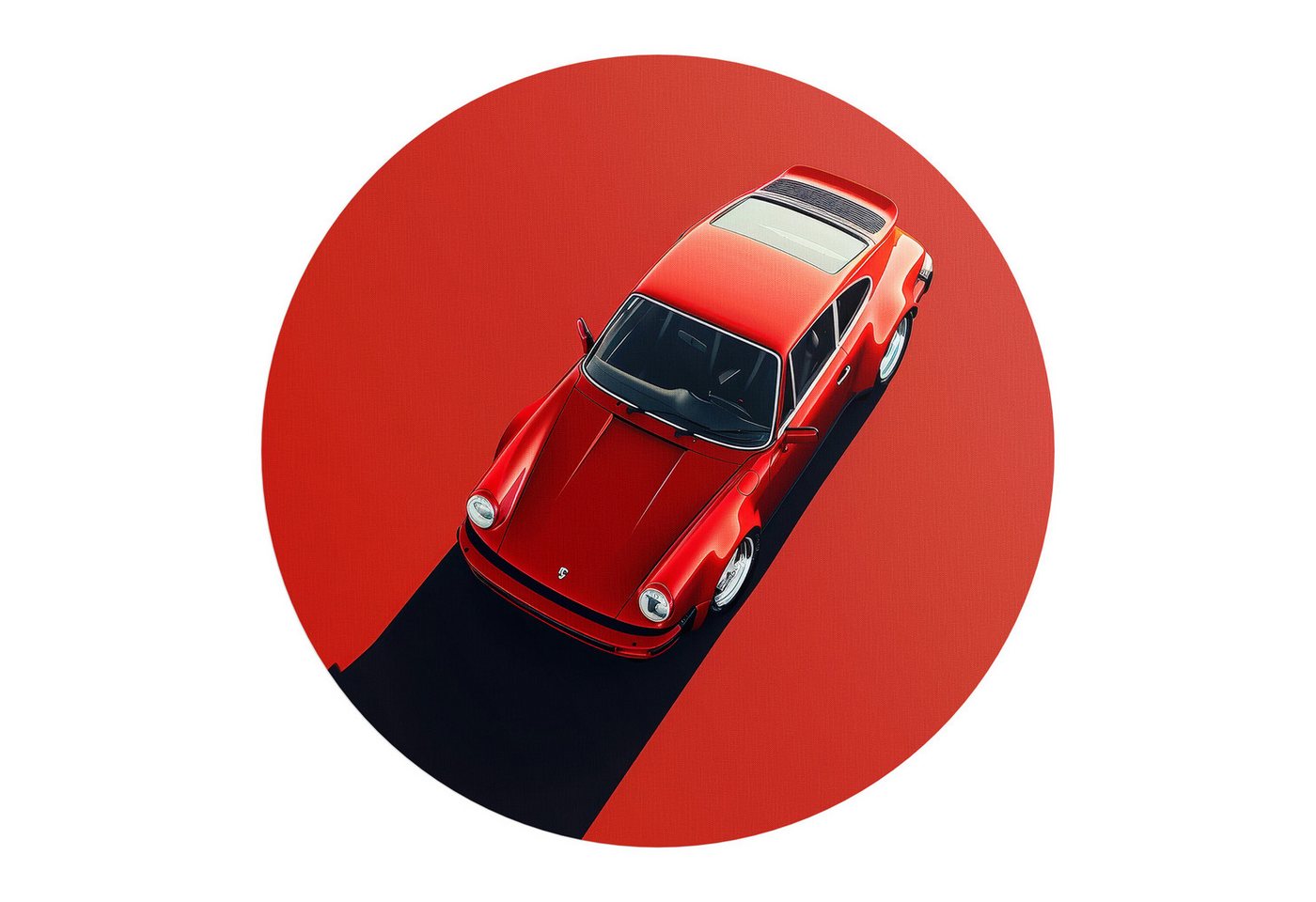 DEQORI Fototapete 'Speed in Scarlet', Rund, matte Leinwandstruktur, bedruckt, (1 St), selbstklebend Wandtattoo Motiv Wandtapete Wand Sticker Bild Tapete von DEQORI