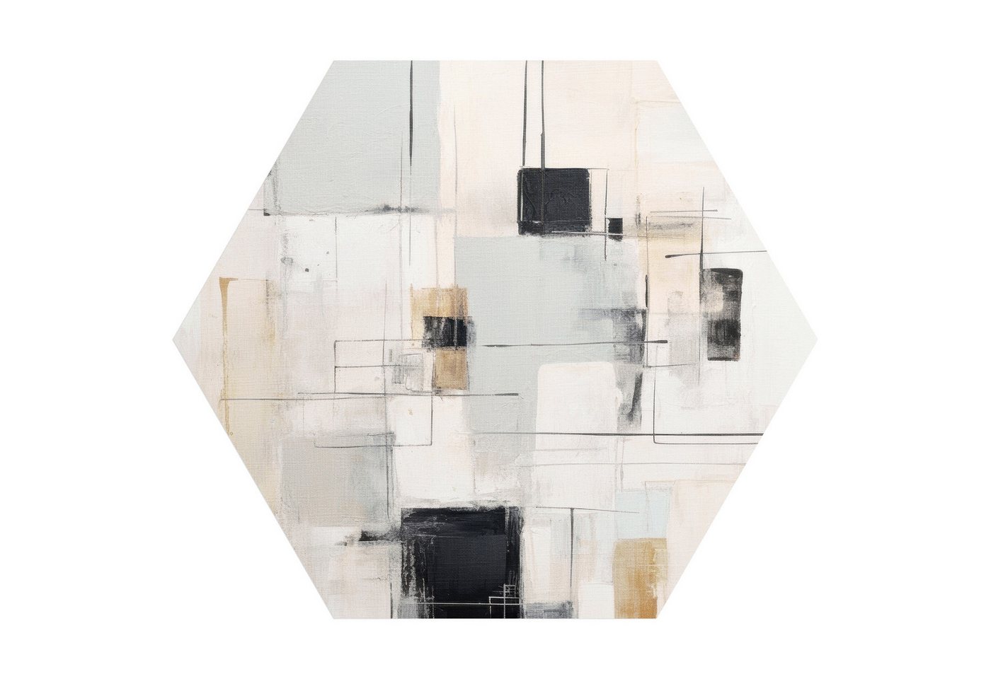 DEQORI Fototapete 'Stadt der Formen', Sechseckig, matte Leinwandstruktur, bedruckt, (1 St), selbstklebend Wandtattoo Motiv Wandtapete Wand Sticker Bild Tapete von DEQORI