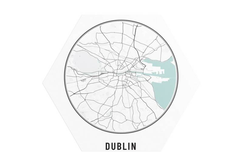 DEQORI Fototapete 'Stadtplan Dublin', Sechseckig, matte Leinwandstruktur, bedruckt, (1 St), selbstklebend Wandtattoo Motiv Wandtapete Wand Sticker Bild Tapete von DEQORI