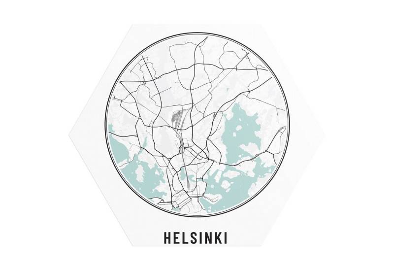 DEQORI Fototapete 'Stadtplan Helsinki', Sechseckig, matte Leinwandstruktur, bedruckt, (1 St), selbstklebend Wandtattoo Motiv Wandtapete Wand Sticker Bild Tapete von DEQORI