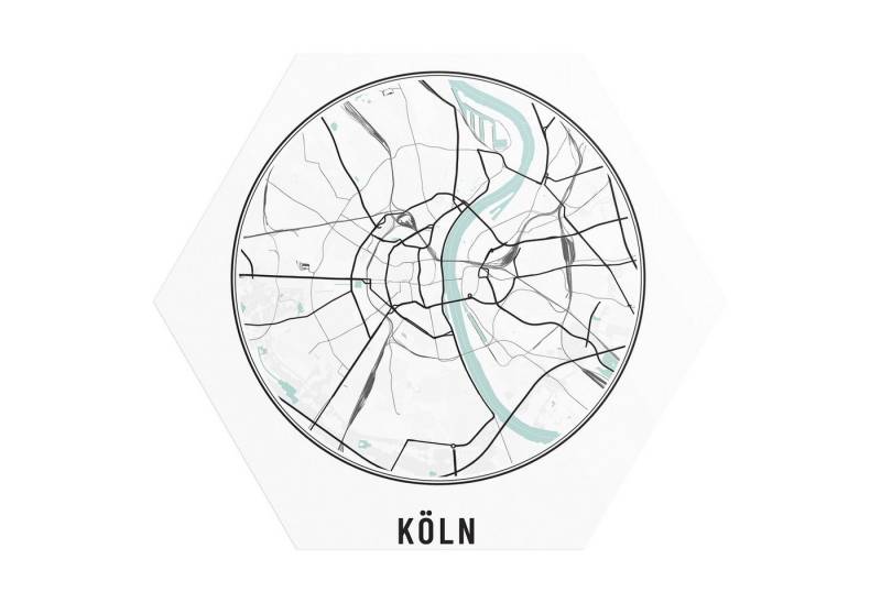 DEQORI Fototapete 'Stadtplan Köln', Sechseckig, matte Leinwandstruktur, bedruckt, (1 St), selbstklebend Wandtattoo Motiv Wandtapete Wand Sticker Bild Tapete von DEQORI