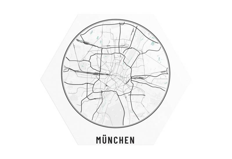DEQORI Fototapete 'Stadtplan München', Sechseckig, matte Leinwandstruktur, bedruckt, (1 St), selbstklebend Wandtattoo Motiv Wandtapete Wand Sticker Bild Tapete von DEQORI