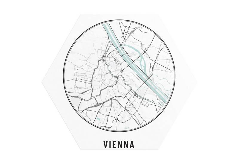 DEQORI Fototapete 'Stadtplan Wien', Sechseckig, matte Leinwandstruktur, bedruckt, (1 St), selbstklebend Wandtattoo Motiv Wandtapete Wand Sticker Bild Tapete von DEQORI