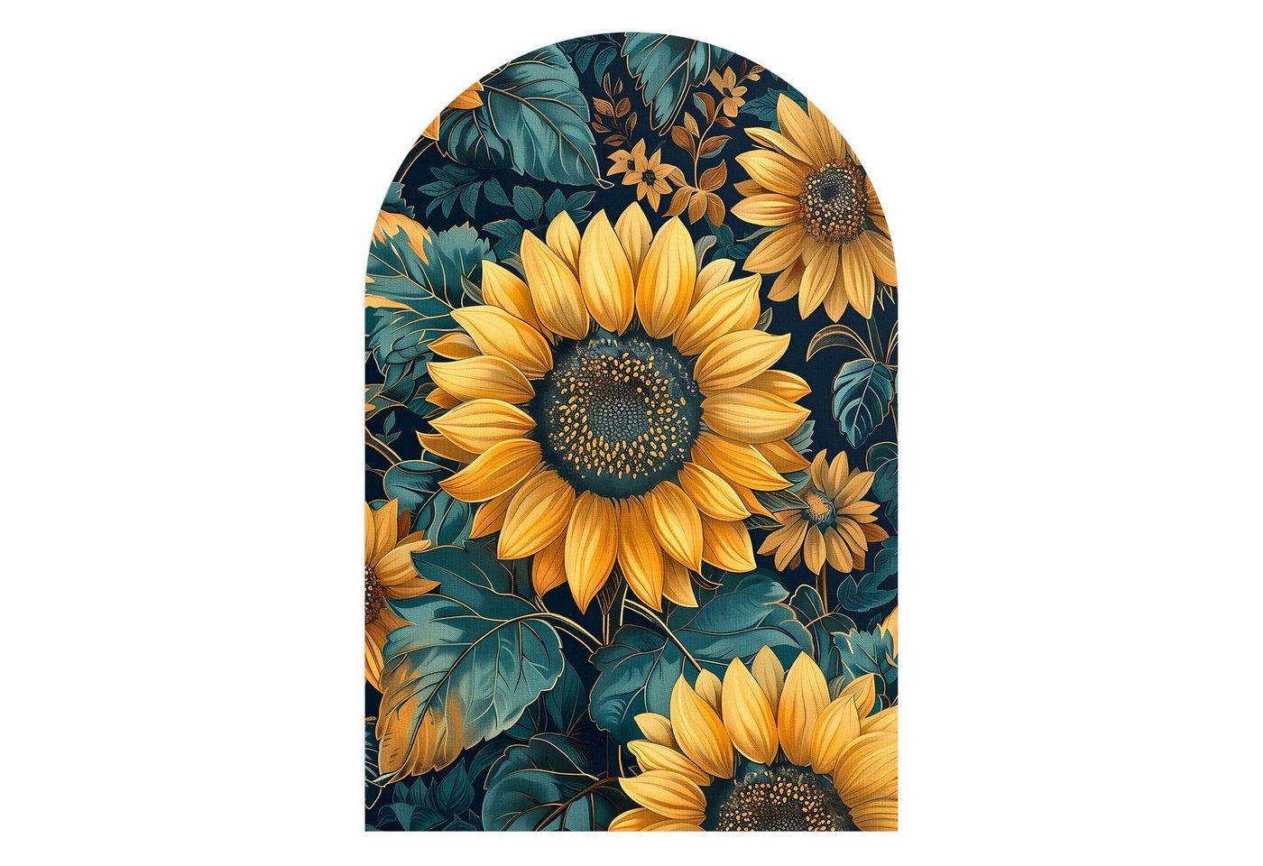 DEQORI Fototapete 'Strahlende Blüten', Rundbogen, matte Leinwandstruktur, bedruckt, (1 St), selbstklebend Wandtattoo Motiv Wandtapete Wand Sticker Bild Tapete von DEQORI