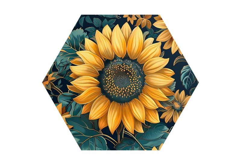 DEQORI Fototapete 'Strahlende Blüten', Sechseckig, matte Leinwandstruktur, bedruckt, (1 St), selbstklebend Wandtattoo Motiv Wandtapete Wand Sticker Bild Tapete von DEQORI