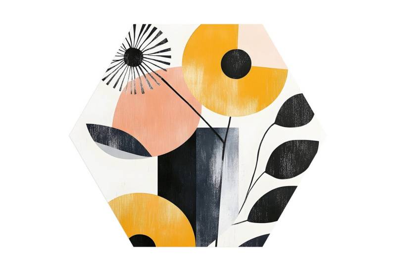 DEQORI Fototapete 'Struktur trifft Natur', Sechseckig, matte Leinwandstruktur, bedruckt, (1 St), selbstklebend Wandtattoo Motiv Wandtapete Wand Sticker Bild Tapete von DEQORI