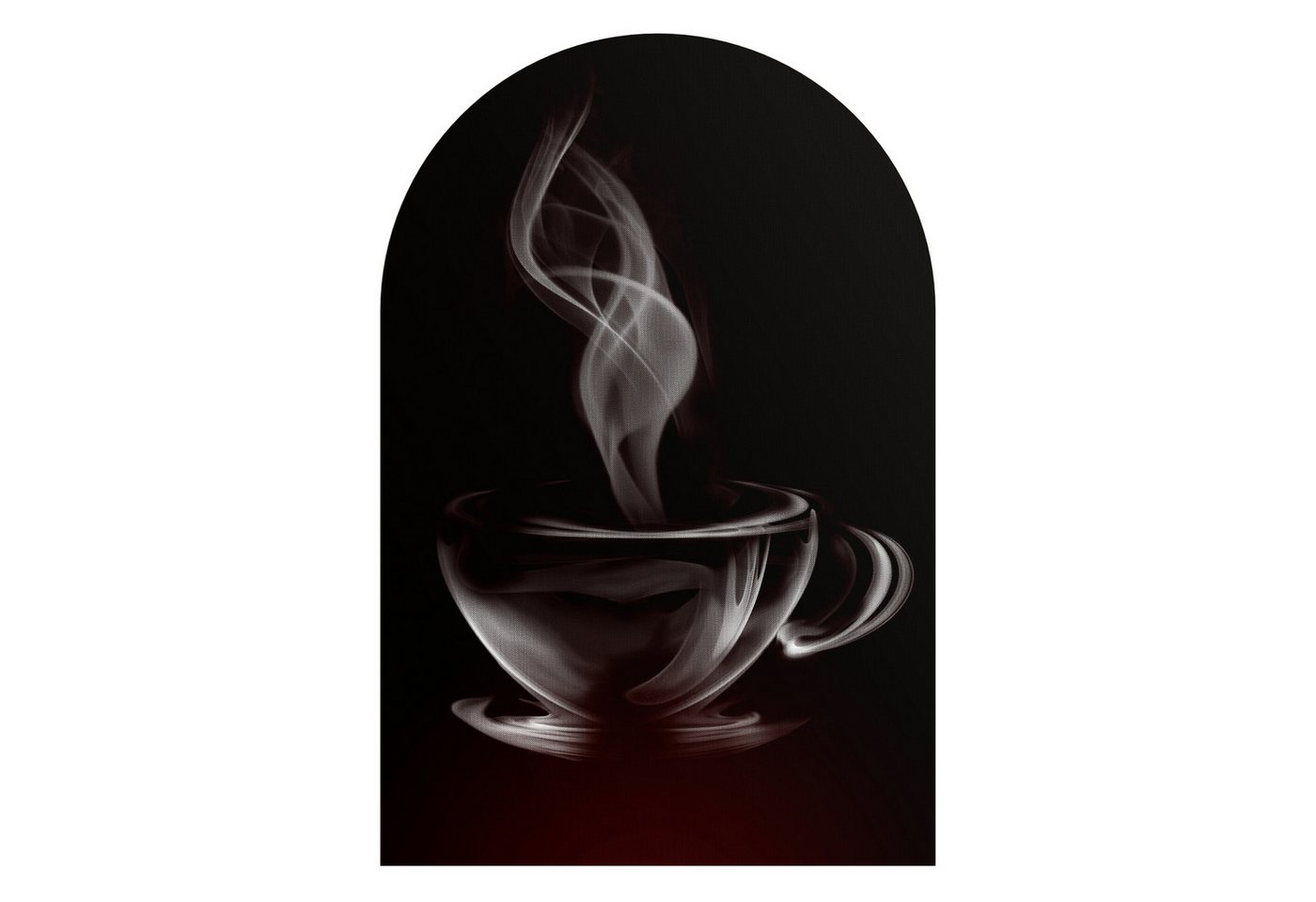DEQORI Fototapete 'Tasse aus Kaffeedampf', Rundbogen, matte Leinwandstruktur, bedruckt, (1 St), selbstklebend Wandtattoo Motiv Wandtapete Wand Sticker Bild Tapete von DEQORI