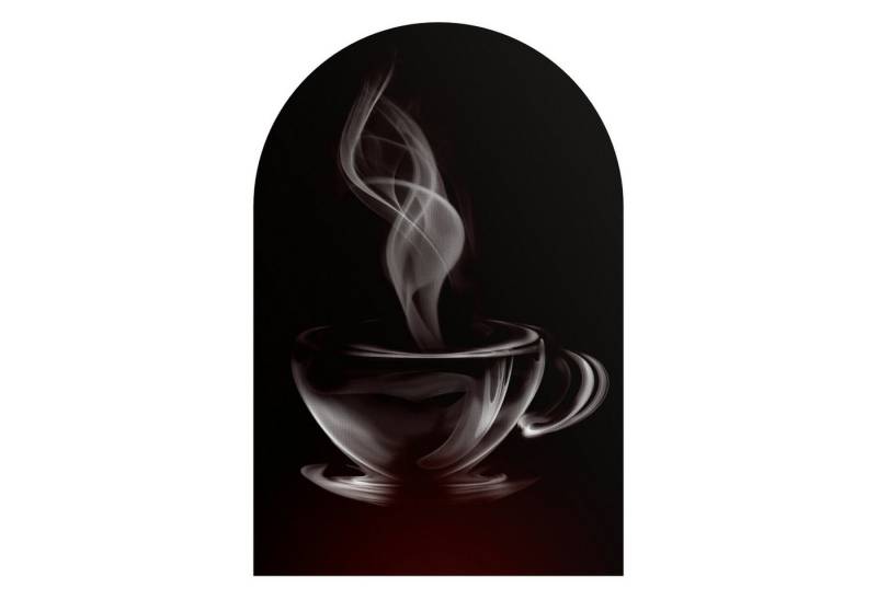 DEQORI Fototapete 'Tasse aus Kaffeedampf', Rundbogen, matte Leinwandstruktur, bedruckt, (1 St), selbstklebend Wandtattoo Motiv Wandtapete Wand Sticker Bild Tapete von DEQORI