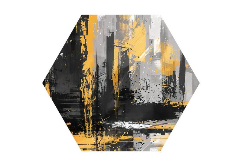 DEQORI Fototapete 'Urbaner Impuls', Sechseckig, matte Leinwandstruktur, bedruckt, (1 St), selbstklebend Wandtattoo Motiv Wandtapete Wand Sticker Bild Tapete von DEQORI