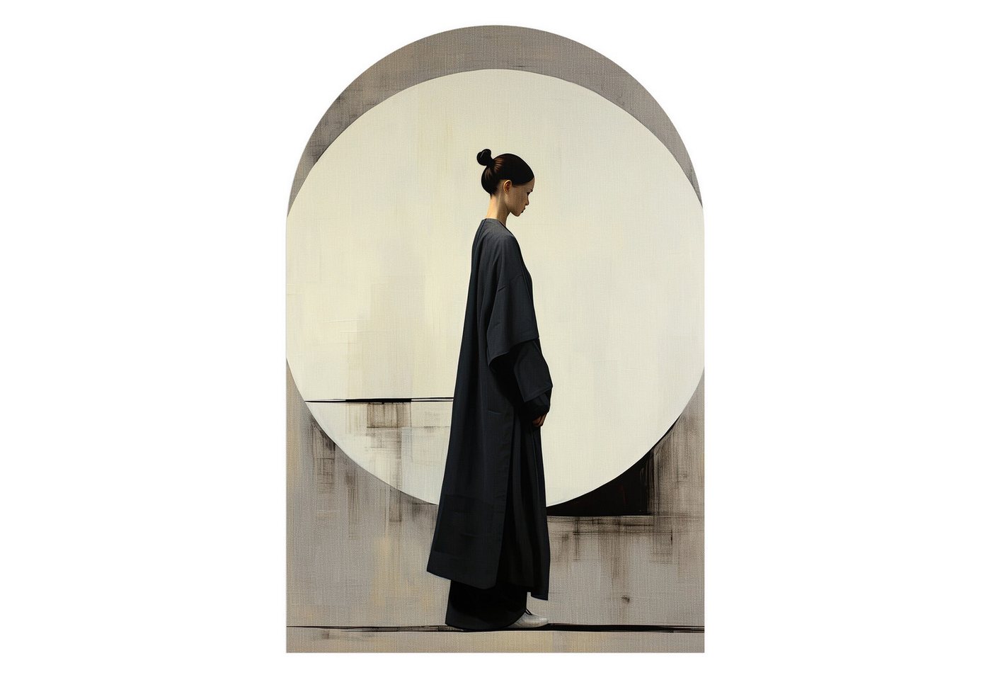 DEQORI Fototapete 'Vollkommene Balance', Rundbogen, matte Leinwandstruktur, bedruckt, (1 St), selbstklebend Wandtattoo Motiv Wandtapete Wand Sticker Bild Tapete von DEQORI