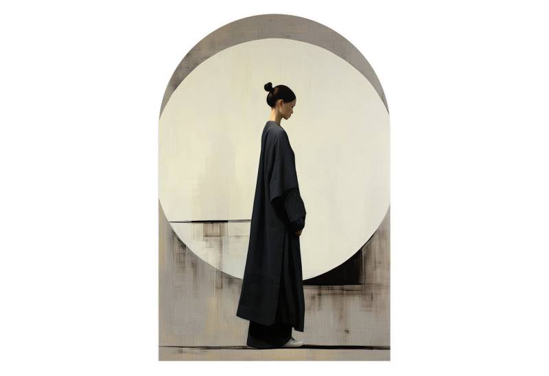 DEQORI Fototapete 'Vollkommene Balance', Rundbogen, matte Leinwandstruktur, bedruckt, (1 St), selbstklebend Wandtattoo Motiv Wandtapete Wand Sticker Bild Tapete von DEQORI