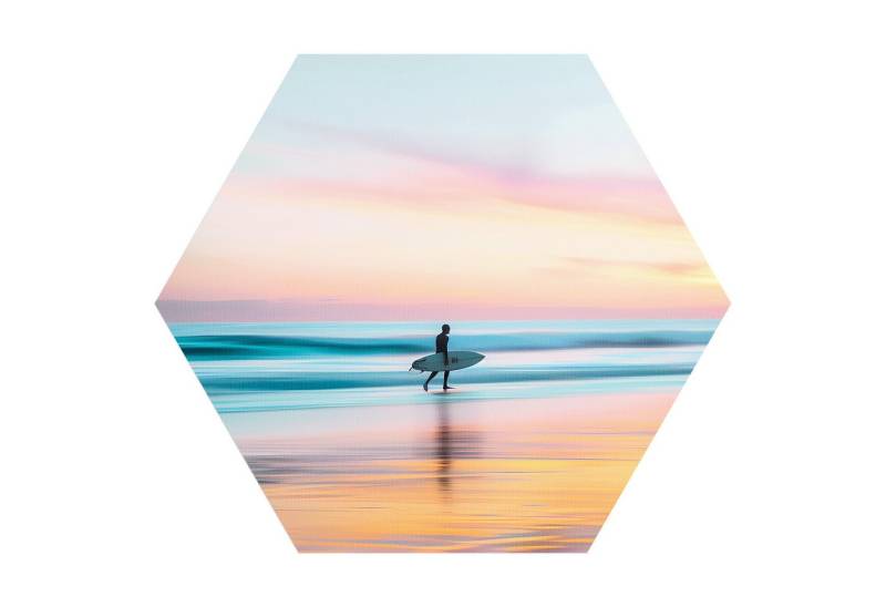 DEQORI Fototapete 'Wellen, Wind & Weite', Sechseckig, matte Leinwandstruktur, bedruckt, (1 St), selbstklebend Wandtattoo Motiv Wandtapete Wand Sticker Bild Tapete von DEQORI