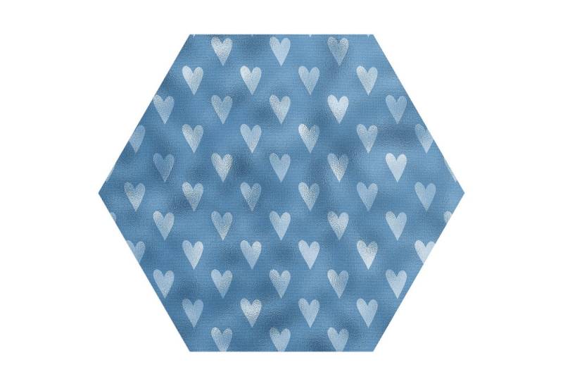 DEQORI Fototapete 'Zarte Silber-Herzen', Sechseckig, matte Leinwandstruktur, bedruckt, (1 St), selbstklebend Wandtattoo Motiv Wandtapete Wand Sticker Bild Tapete von DEQORI