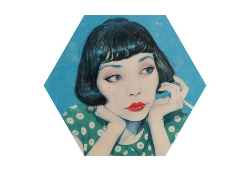 DEQORI Fototapete 'Zwischen Momenten', Sechseckig, matte Leinwandstruktur, bedruckt, (1 St), selbstklebend Wandtattoo Motiv Wandtapete Wand Sticker Bild Tapete von DEQORI