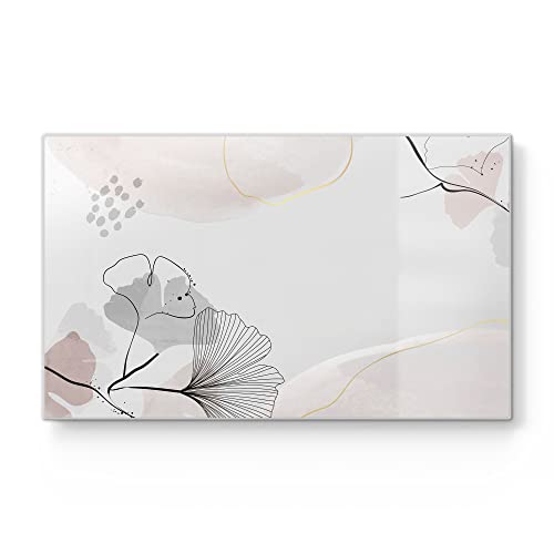 DEQORI Frühstücksbrett Glas | klein 23x14 cm | Motiv "Dekorativer Gingko-Banner" | Design Schneidebrett für Küche | Frühstücksbrettchen antibakteriell & rutschfest | Glasplatte & Servierplatte von DEQORI