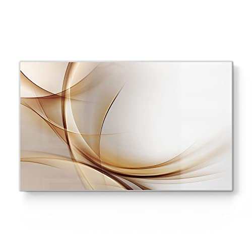 DEQORI Frühstücksbrett Glas | klein 23x14 cm | Motiv "Elegante Goldene Wellen" | Design Schneidebrett für Küche | Frühstücksbrettchen antibakteriell & rutschfest | Glasplatte & Servierplatte von DEQORI
