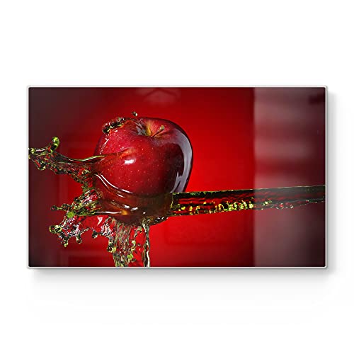 DEQORI Frühstücksbrett Glas | klein 23x14 cm | Motiv "Flüssigkeit trifft Apfel" | Design Schneidebrett für Küche | Frühstücksbrettchen antibakteriell & rutschfest | Glasplatte & Servierplatte DEQORI Frühstücksbrett Glas | klein 23x14 cm | Motiv "Flüssigkeit trifft Apfel" | Design Schneidebrett für Küche | Frühstücksbrettchen antibakteriell & rutschfest | Glasplatte & Servierplatte von DEQORI