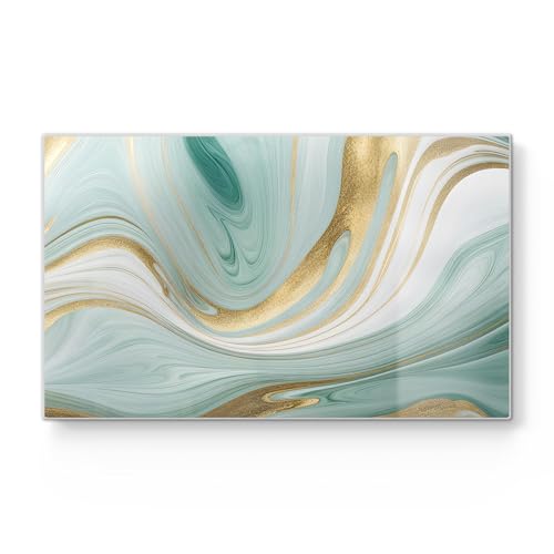 DEQORI Frühstücksbrett Glas | klein 23x14 cm | Motiv "Smaragdfarbene Wogen" | Design Schneidebrett für Küche | Frühstücksbrettchen antibakteriell & rutschfest | Glasplatte & Servierplatte DEQORI Frühstücksbrett Glas | klein 23x14 cm | Motiv "Smaragdfarbene Wogen" | Design Schneidebrett für Küche | Frühstücksbrettchen antibakteriell & rutschfest | Glasplatte & Servierplatte von DEQORI