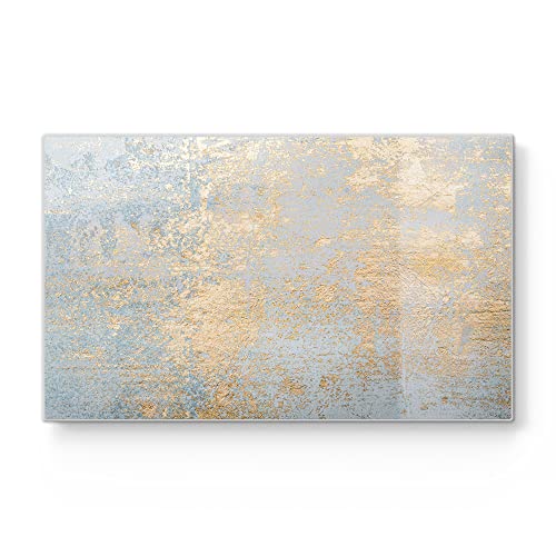 DEQORI Frühstücksbrett Glas | klein 23x14 cm | Motiv "Wand mit Gold-Struktur" | Design Schneidebrett für Küche | Frühstücksbrettchen antibakteriell & rutschfest | Glasplatte & Servierplatte von DEQORI