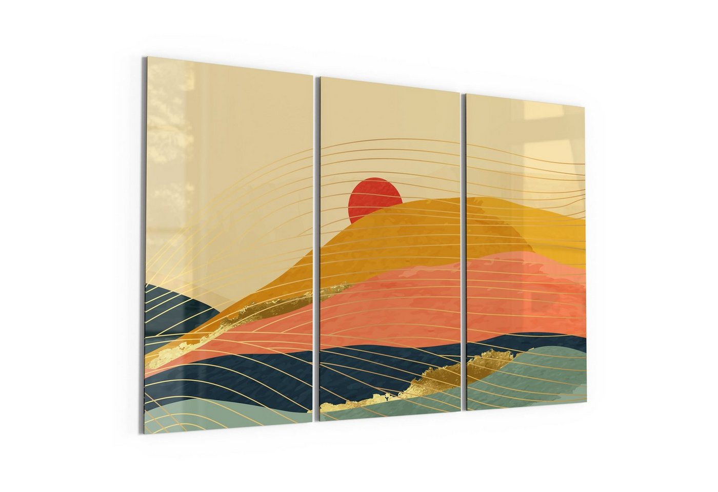 DEQORI Glasbild 'Abstrakte Bergwelt', 'Abstrakte Bergwelt', Glas Wandbild Bild schwebend modern von DEQORI