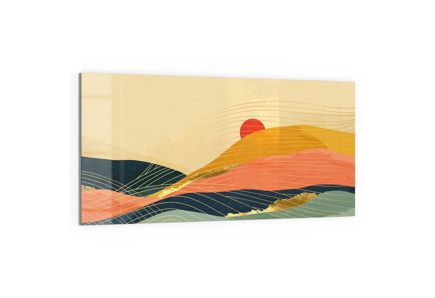 DEQORI Glasbild 'Abstrakte Bergwelt', 'Abstrakte Bergwelt', Glas Wandbild Bild schwebend modern von DEQORI