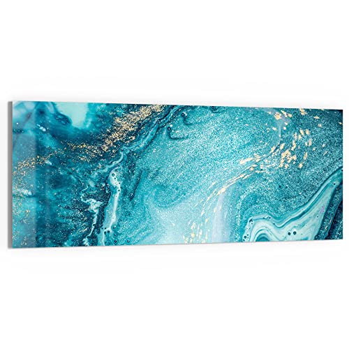 DEQORI Glasbild Acrylglas | Motiv Meer aus Marmor | horizontal einteilig 125x50 cm | schöne Dekoration | Wandbild für Wohnzimmer, Schlafzimmer, Flur & Küche | moderne Wanddeko von DEQORI