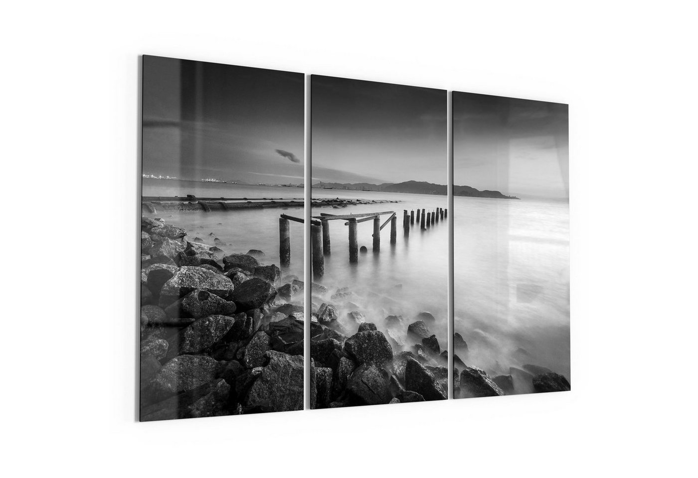 DEQORI Glasbild 'Alte Anlegestelle am Meer', 'Alte Anlegestelle am Meer', Glas Wandbild Bild schwebend modern von DEQORI