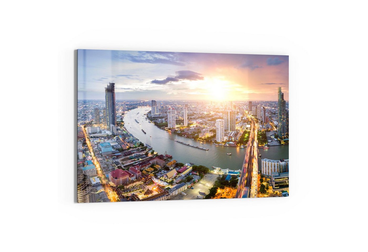 DEQORI Glasbild 'Bangkok von oben', 'Bangkok von oben', Glas Wandbild Bild schwebend modern von DEQORI