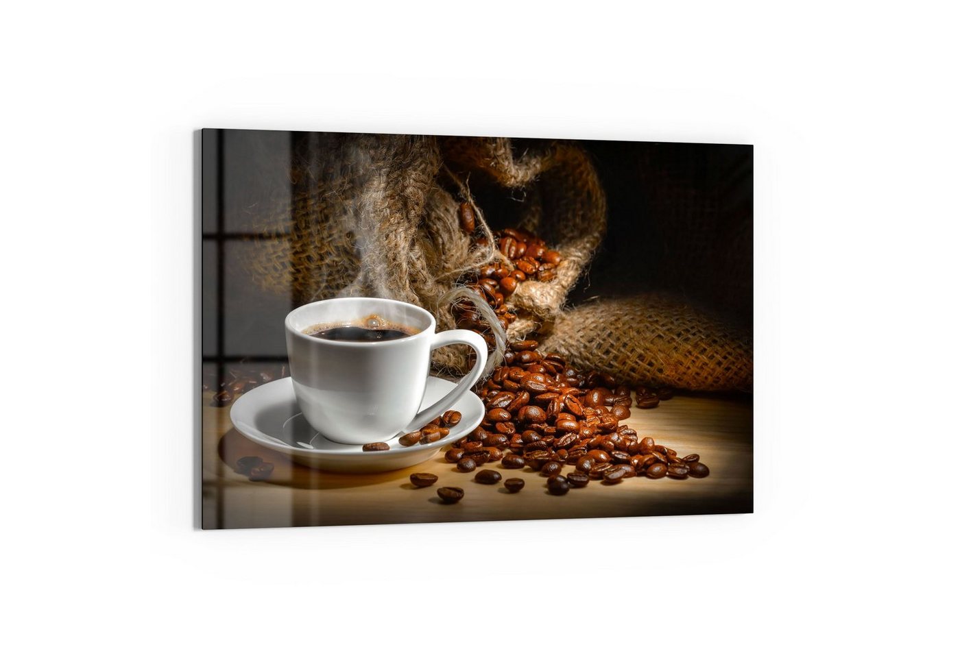 DEQORI Glasbild 'Bildlicher Kaffeegenuss', 'Bildlicher Kaffeegenuss', Glas Wandbild Bild schwebend modern von DEQORI