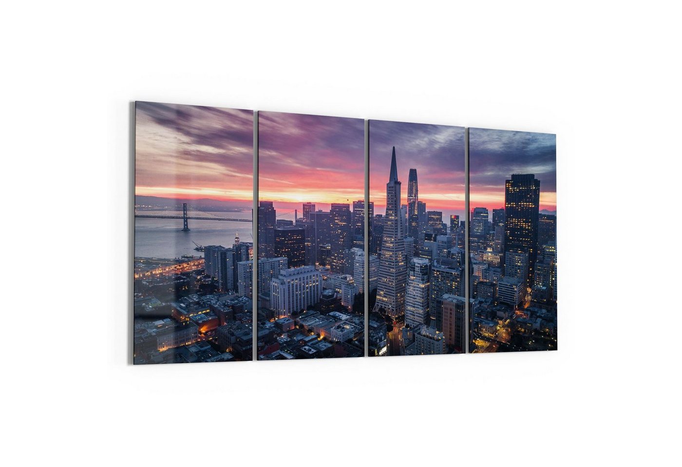 DEQORI Glasbild 'Blick auf San Francisco', 'Blick auf San Francisco', Glas Wandbild Bild schwebend modern von DEQORI