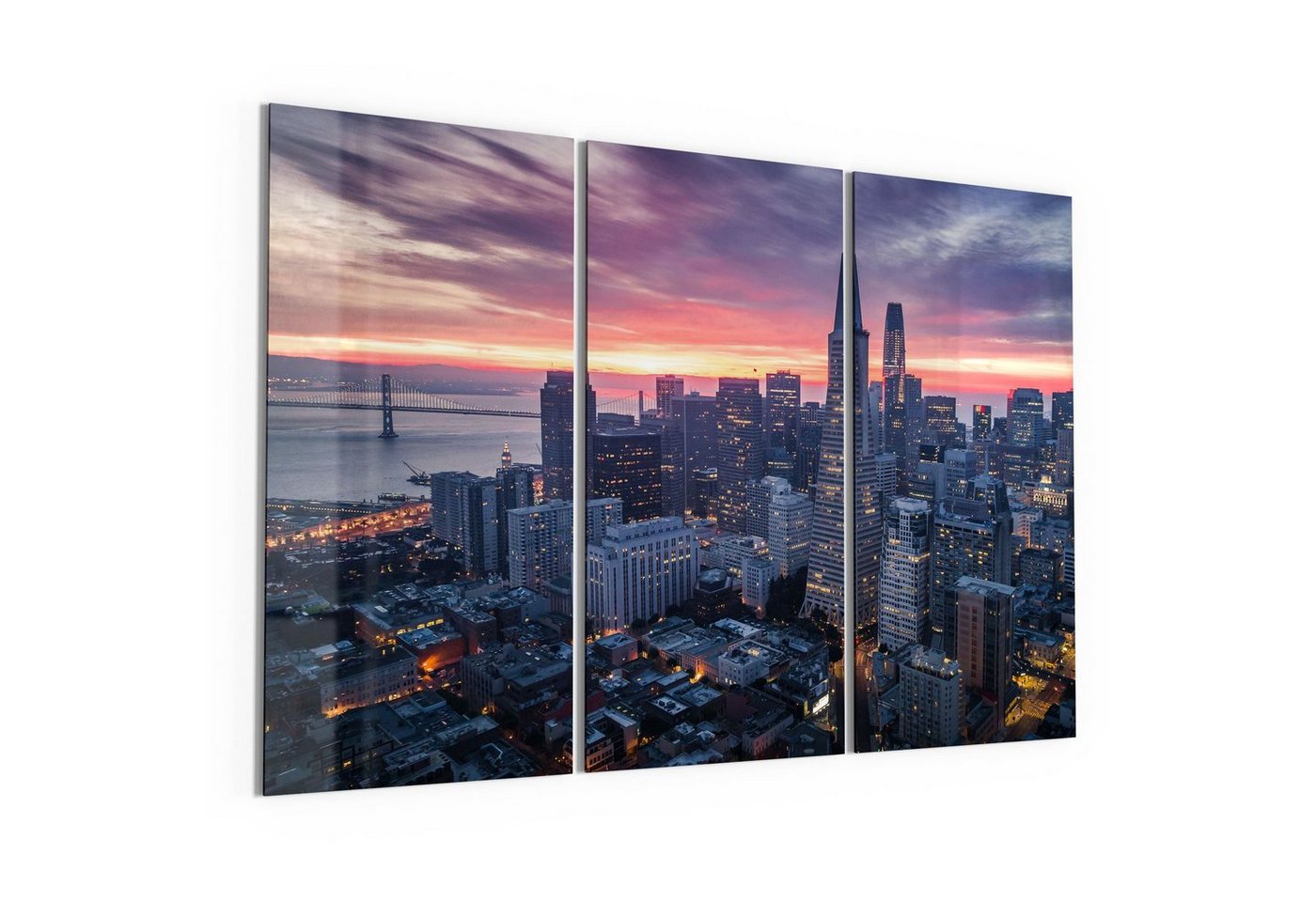 DEQORI Glasbild 'Blick auf San Francisco', 'Blick auf San Francisco', Glas Wandbild Bild schwebend modern von DEQORI