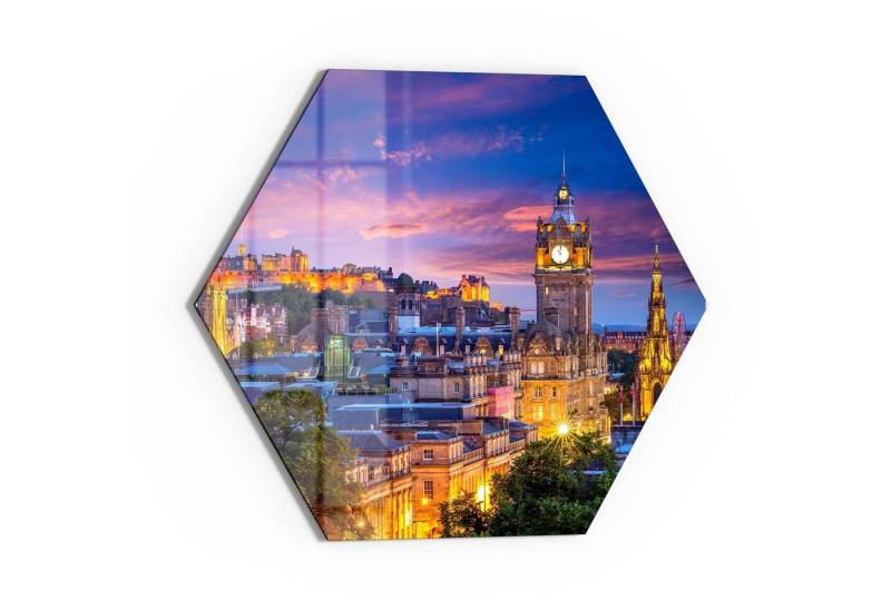 DEQORI Glasbild 'Calton Hill am Abend', 'Calton Hill am Abend', Glas Wandbild Bild schwebend modern von DEQORI