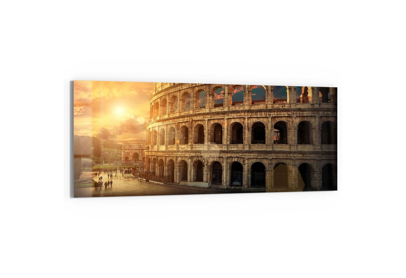 DEQORI Glasbild 'Colosseum im Abendlicht', 'Colosseum im Abendlicht', Glas Wandbild Bild schwebend modern von DEQORI