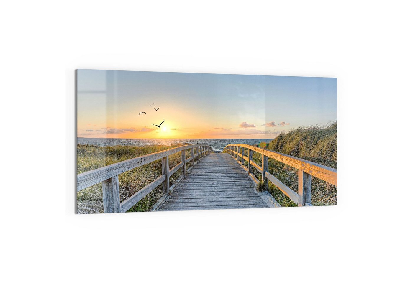 DEQORI Glasbild 'Dünenweg zum Meer', 'Dünenweg zum Meer', Glas Wandbild Bild schwebend modern von DEQORI