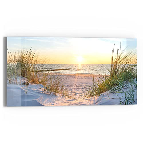 DEQORI Glasbild Echtglas | Motiv "Abendsonne an der Ostsee" | horizontal einteilig 60x30 cm | schöne Dekoration | Wandbild für Wohnzimmer, Schlafzimmer, Flur & Küche | moderne Wanddeko von DEQORI