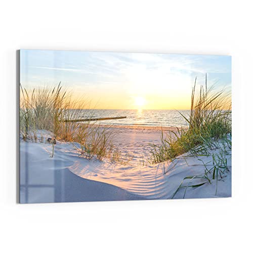 DEQORI Glasbild Echtglas | Motiv "Abendsonne an der Ostsee" | horizontal einteilig 90x60 cm | schöne Dekoration | Wandbild für Wohnzimmer, Schlafzimmer, Flur & Küche | moderne Wanddeko von DEQORI