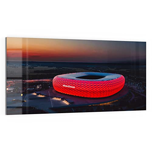 DEQORI Glasbild Echtglas | Motiv "Allianz Arena, München" | horizontal einteilig 100x50 cm | schöne Dekoration | Wandbild für Wohnzimmer, Schlafzimmer, Flur & Küche | moderne Wanddeko von DEQORI